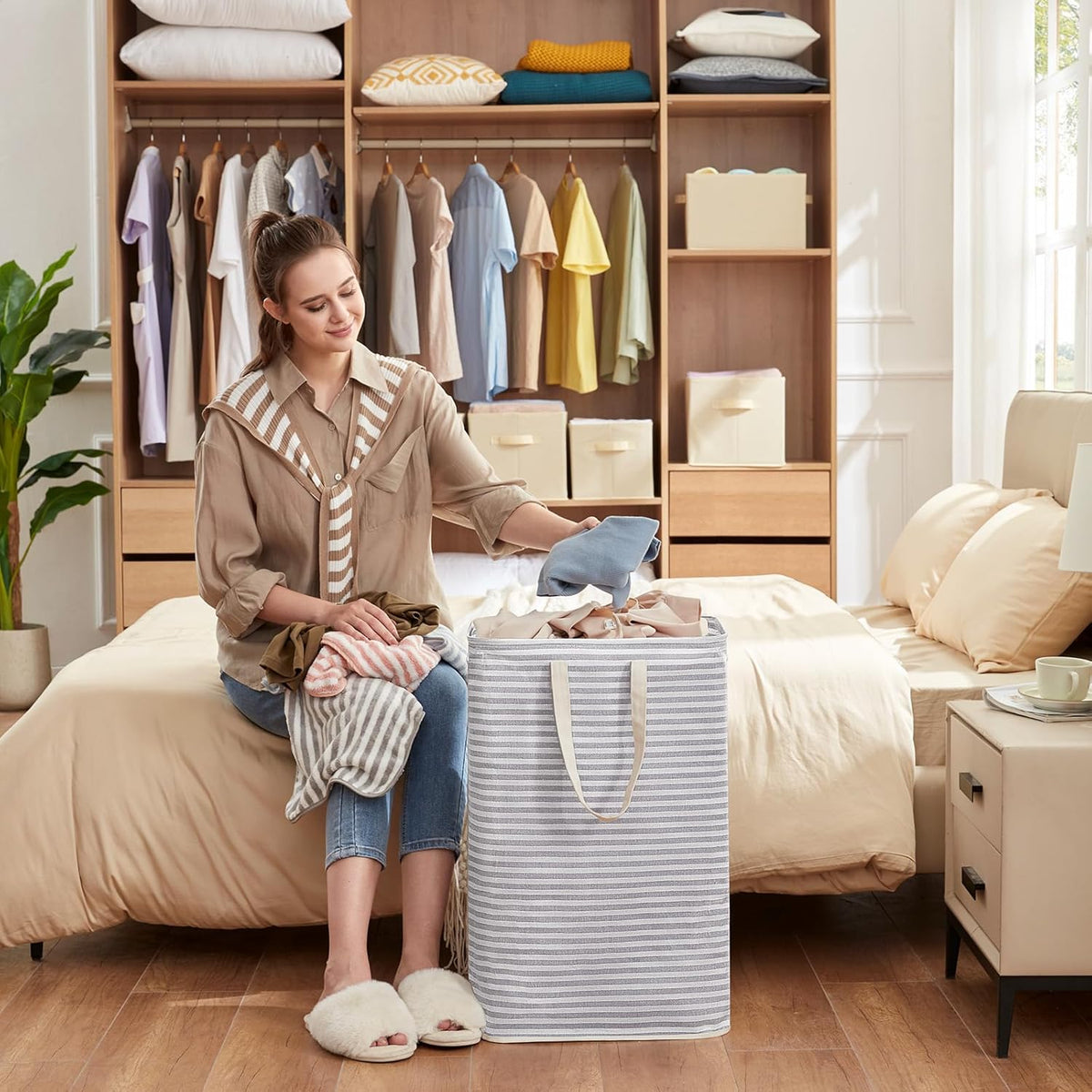 80L Large Capacity Grey Laundry Hamper - Single Pack