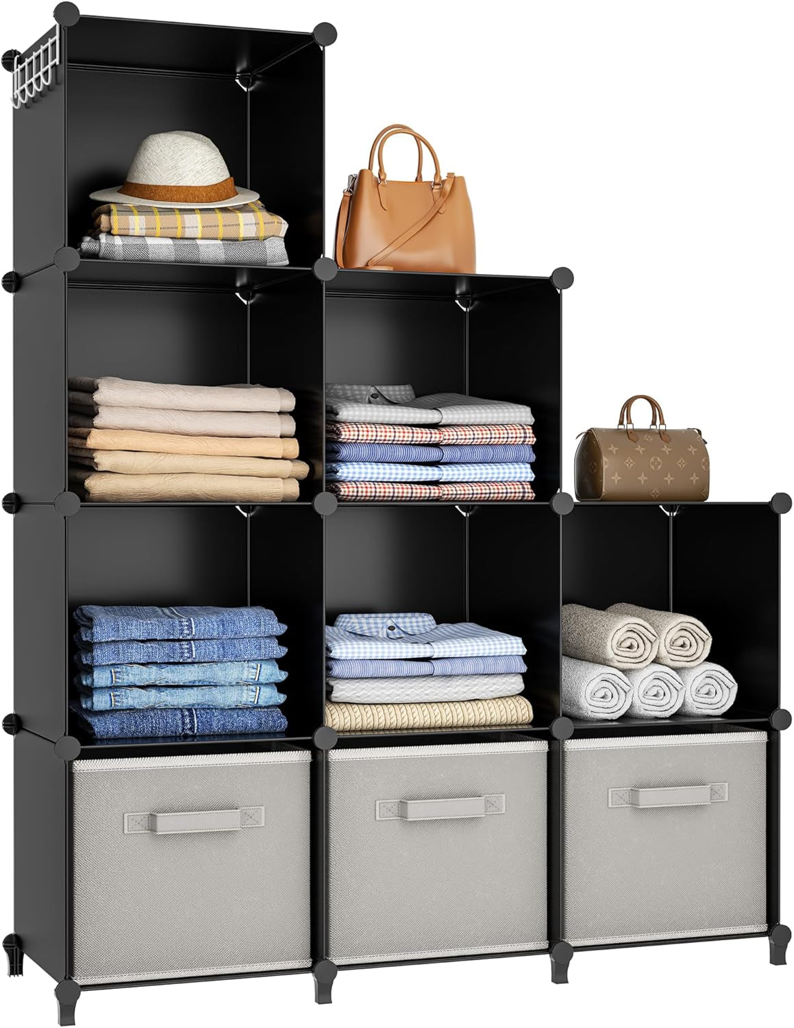 9-Cube Black Closet Organizer and Storage Solution