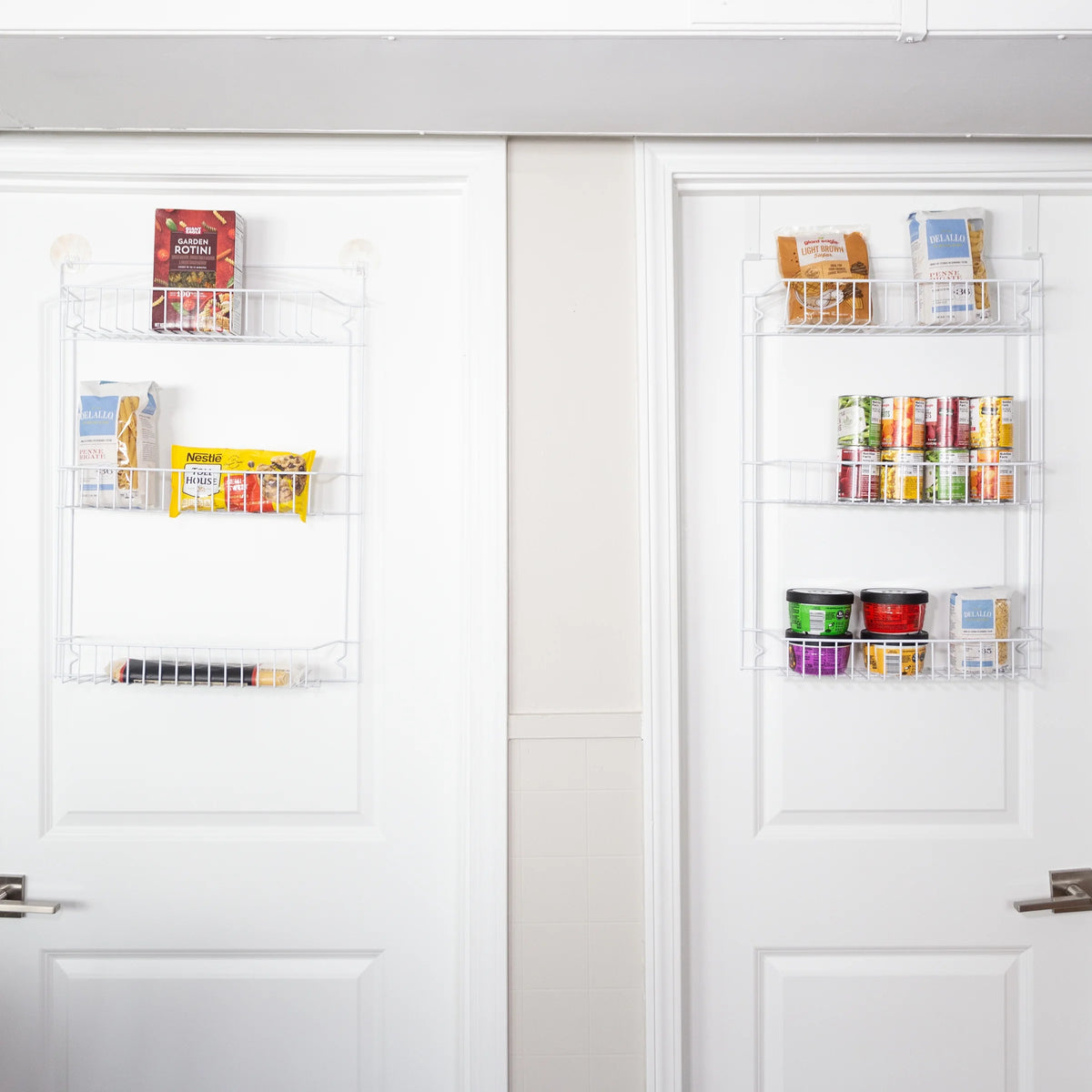 6-Tier Adjustable Over-the-Door Pantry Organizer - Powder-Coated Steel Hanging Shelving System for Kitchen Organization (White)