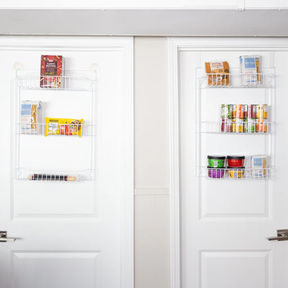 6-Tier Adjustable Over-the-Door Pantry Organizer - Powder-Coated Steel Hanging Shelving System for Kitchen Organization (White)