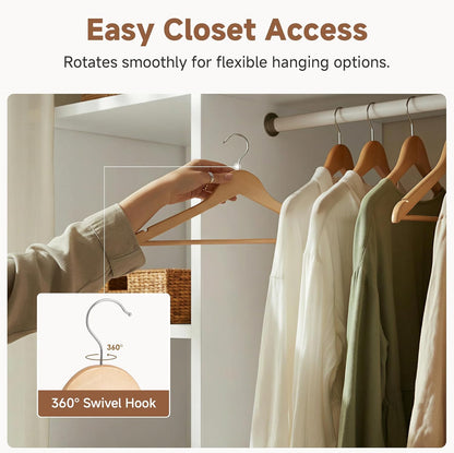 20-Pack Wooden Coat Hangers for Closet Organization