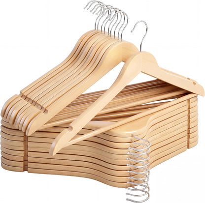 20-Pack Wooden Coat Hangers for Closet Organization