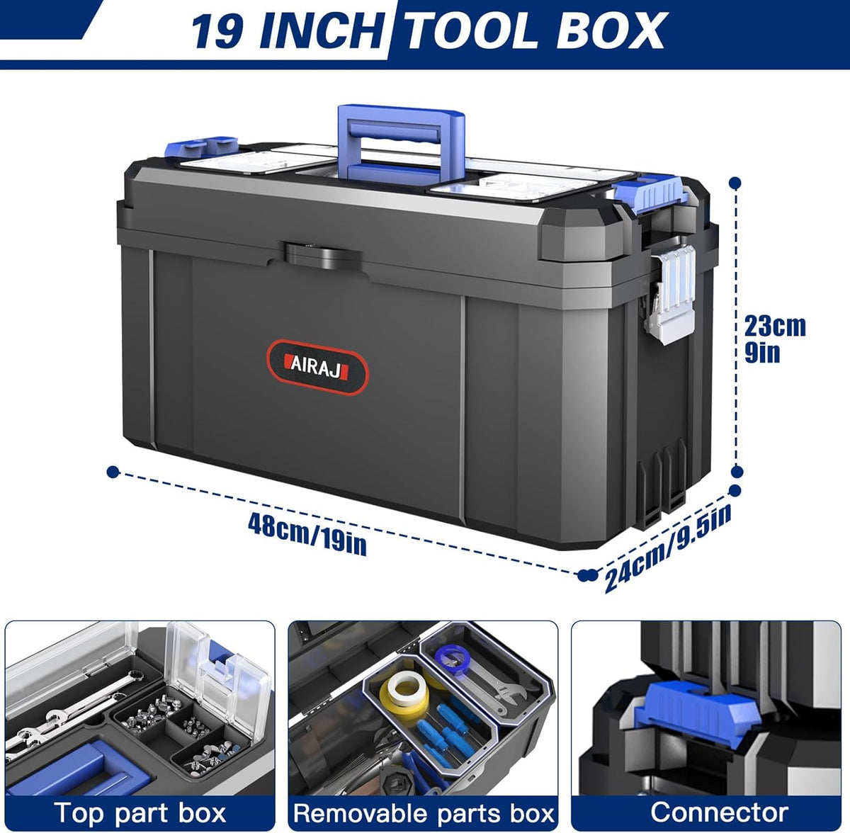 3-In-1 Rolling Tool Box with Wheels, Stackable Tool Box,17+19+21"