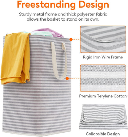 80L Large Capacity Grey Laundry Hamper - Single Pack