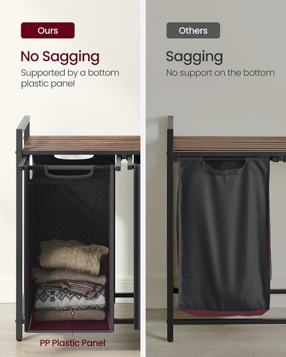 Laundry Hamper with Shelf and Three Pull-Out Bags, 40 Liters (3 x 10.6 Gallons)
