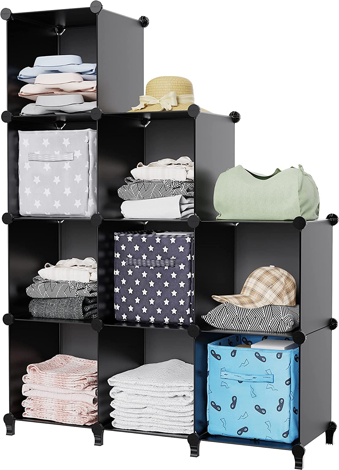 9-Cube Black Closet Organizer and Storage Solution