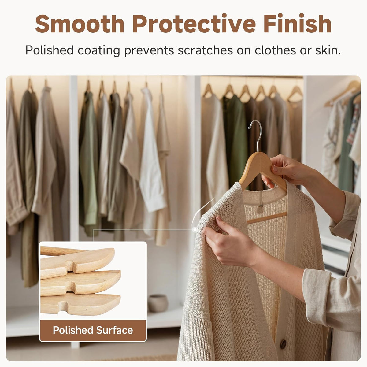 20-Pack Wooden Coat Hangers for Closet Organization