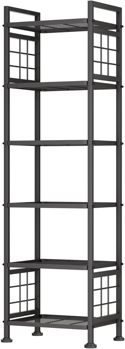 6-Wire Metal Storage Shelf for Bathroom and Laundry Organization, Versatile Pantry Rack for Kitchen and Bathroom, Black Finish