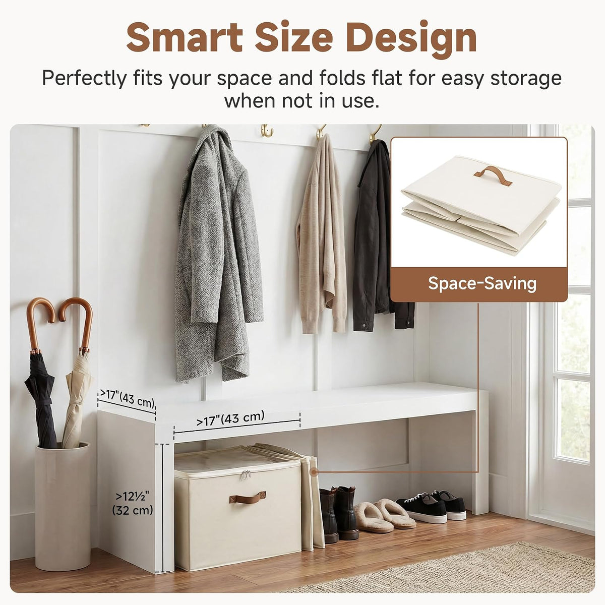 16-Pair Adjustable Shoe Organizer with Dividers for Closet, Beige