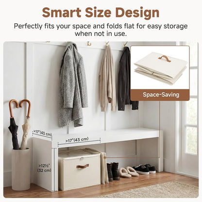 16-Pair Adjustable Shoe Organizer with Dividers for Closet, Beige