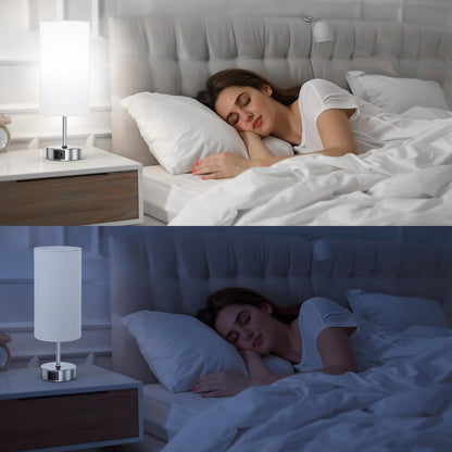 12.8-Inch Touch Control Table Lamp, 3-Way Dimmable Bedside Nightstand Lamp with Dual USB Ports and 6500K Daylight LED Bulb for Bedroom and Living Room