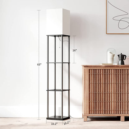 Elegant Black Floor Lamp with Integrated Shelving for Living Room