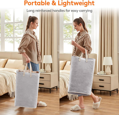 80L Large Capacity Grey Laundry Hamper - Single Pack