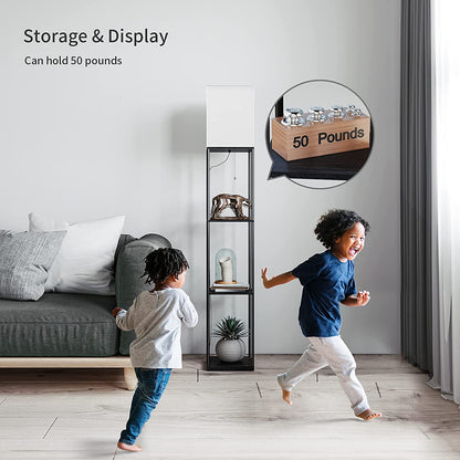 Elegant Black Floor Lamp with Integrated Shelving for Living Room