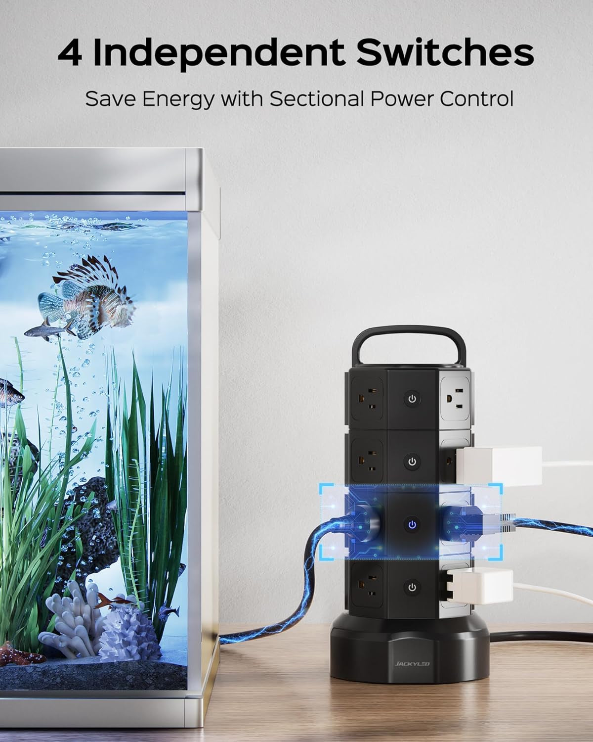 Power Strip Tower Surge Protector with 16 AC Outlets and 6 USB Ports (2 USB-C), 1050 Joules