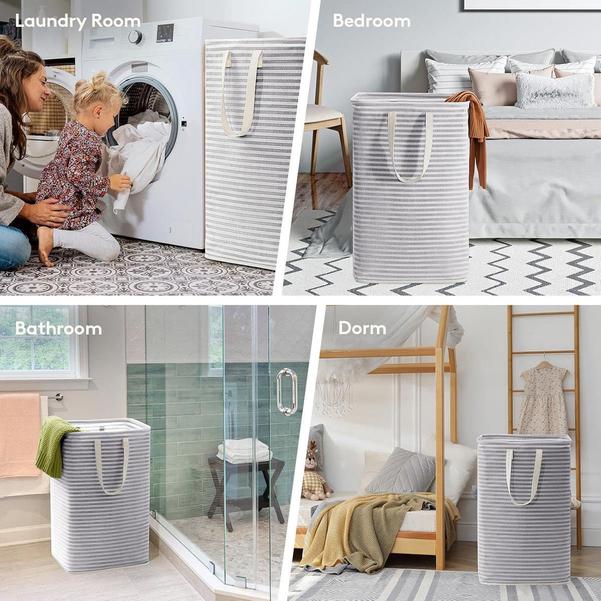 80L Large Capacity Grey Laundry Hamper - Single Pack