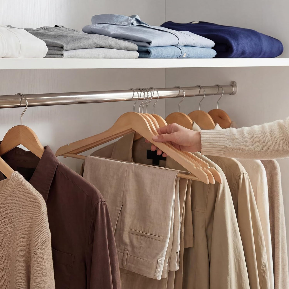 20-Pack Wooden Coat Hangers for Closet Organization