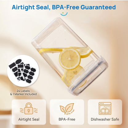 Airtight BPA-Free Plastic Food Storage Container Set, 7-Piece Kitchen and Pantry Organization Canisters in Black