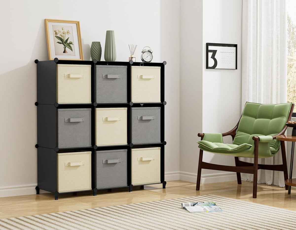 9-Cube Black Closet Organizer and Storage Solution