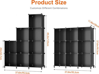 9-Cube Black Closet Organizer and Storage Solution